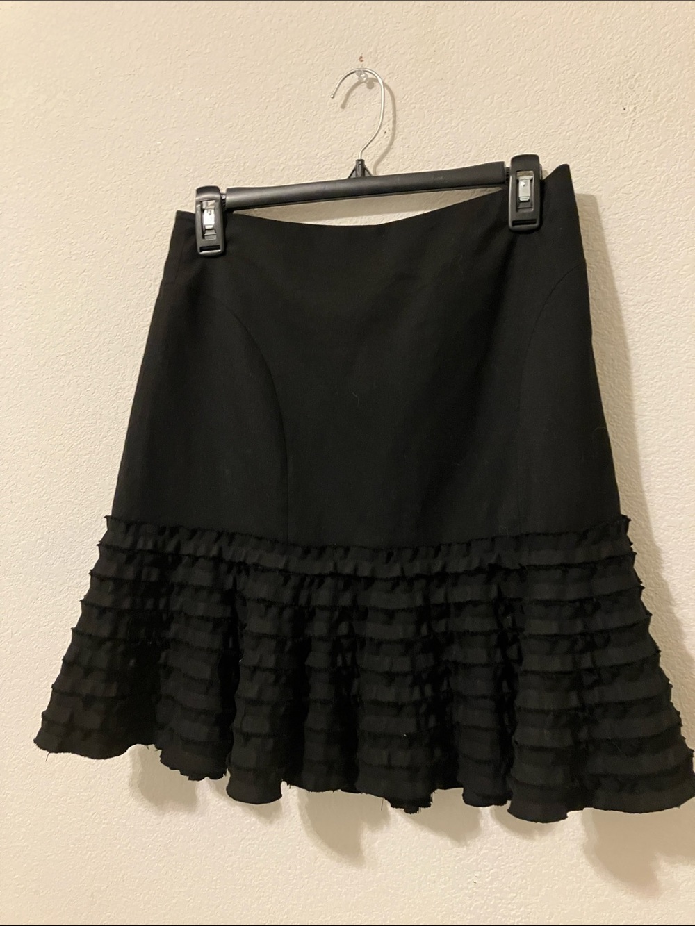 Robert Rodriguez Black A-Line Skirt with Tiered Ruffle Hem